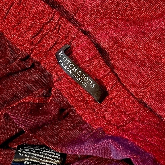 SCOTCH & SODA Y2K Metallic Sparkle Tuxedo Stripe Drawstring Lounge Track Pant XS - Picture 5 of 7